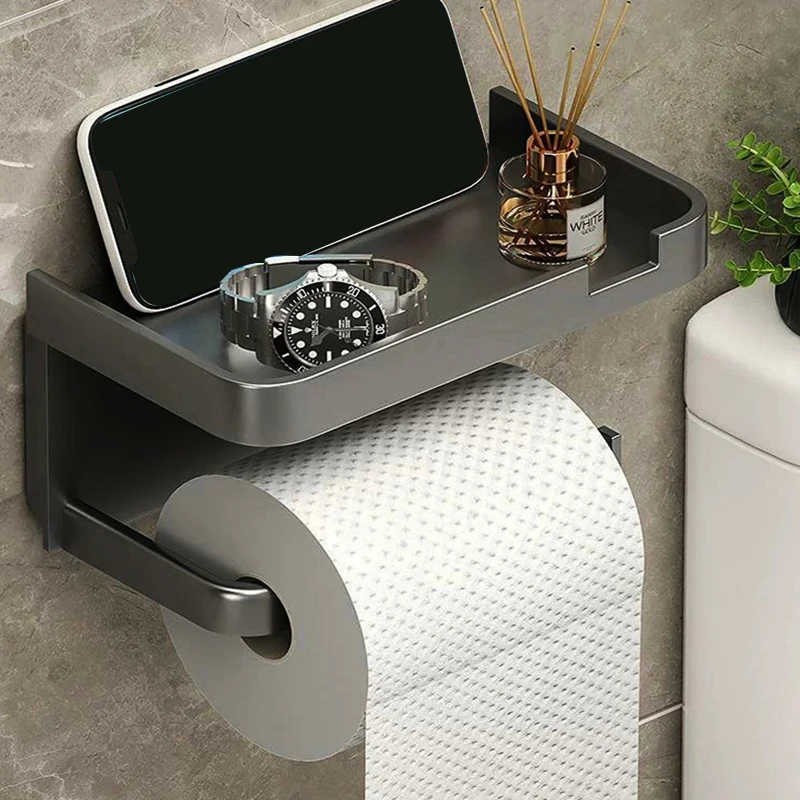 Porte-papier toilette avec tablette téléphone